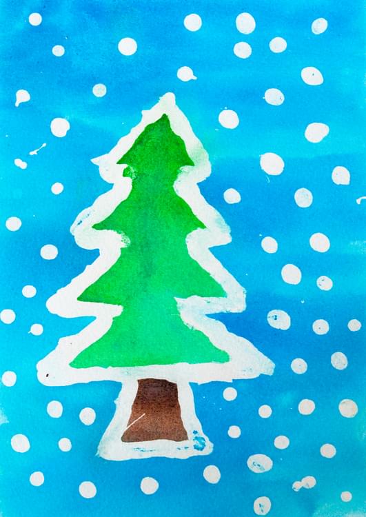 Watercolor Resist Christmas Trees