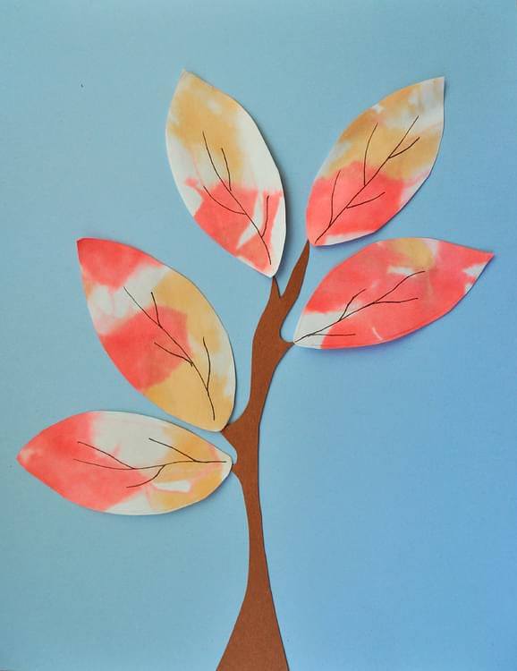 Tissue Paper Painted Fall Leaves