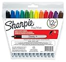 Sharpie Fine Point Permanent Marker,Assorted Classic,12-Count