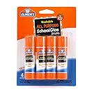 Elmer's All Purpose School Glue Sticks, Clear, Washable, 4 Pack, 0.24-ounce sticks