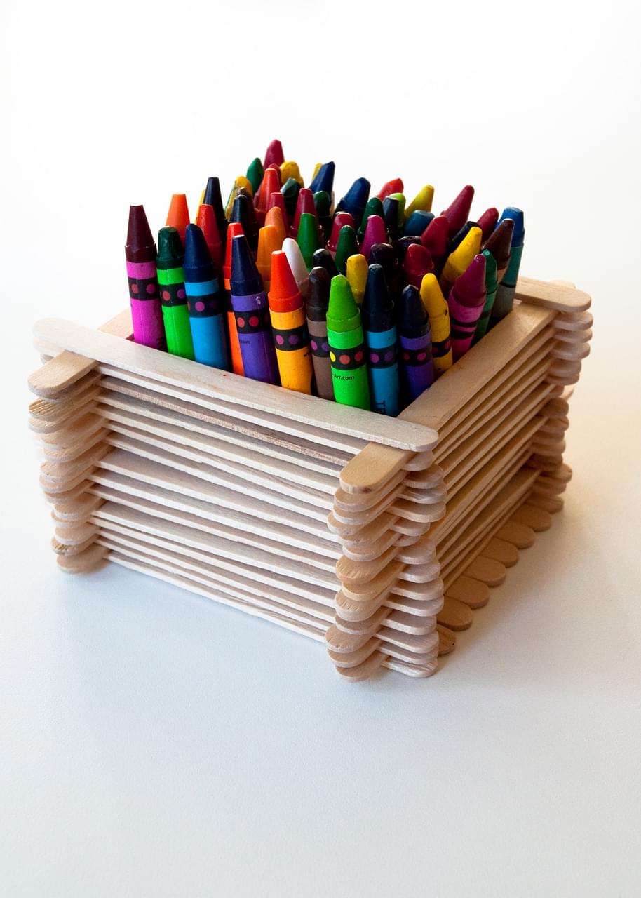 Popsicle Stick Desk Organizer - Easy Crafts For Kids